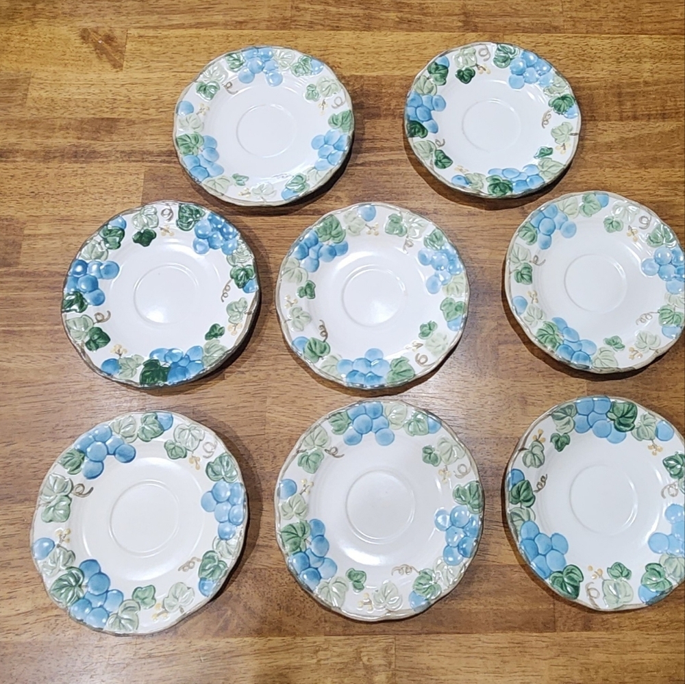Metlox Poppytrail Sculptured Grape Saucers 6 1/4" (8)